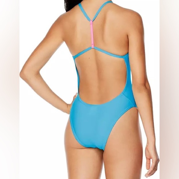 New Women’s Speedo Solid T Back One Piece Swimsuit - Picture 2 of 4